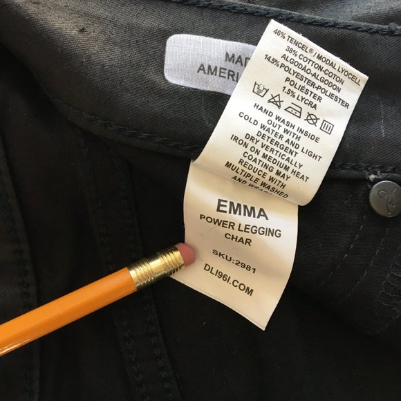 DL1961 Emma Power Legging Black Waxed Jeans 29 - Picture 8 of 11